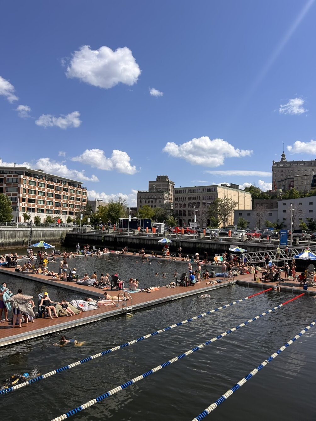 Sunny day with beautiful view on the Oasis swimming area
